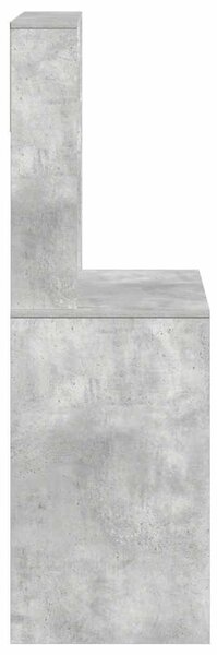 Betonszürke szerelt fa íróasztal polcokkal 100x45x140 cm