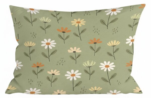 Pamut párnahuzat FLORAL NEST 40x60 cm, zöld