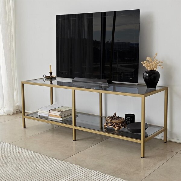 Hanah Home TV Stand Dark Grey Gold Basic - Dark Grey, Gold