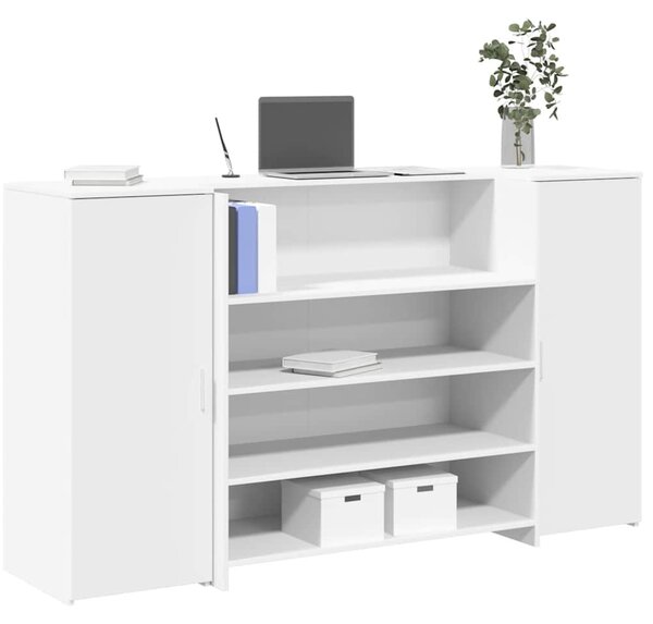 Fehér, rétegelt fa recepciós asztal 180 x 50 x 103,5 cm