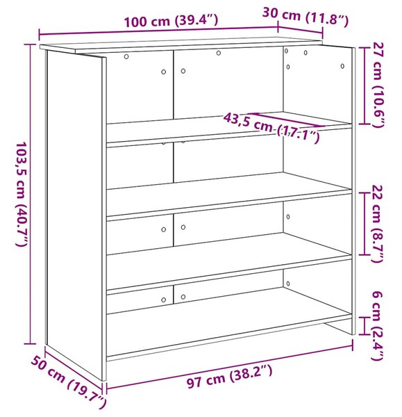 Recepciós pult betonszürke 100x50x103,5 cm szerelt fa