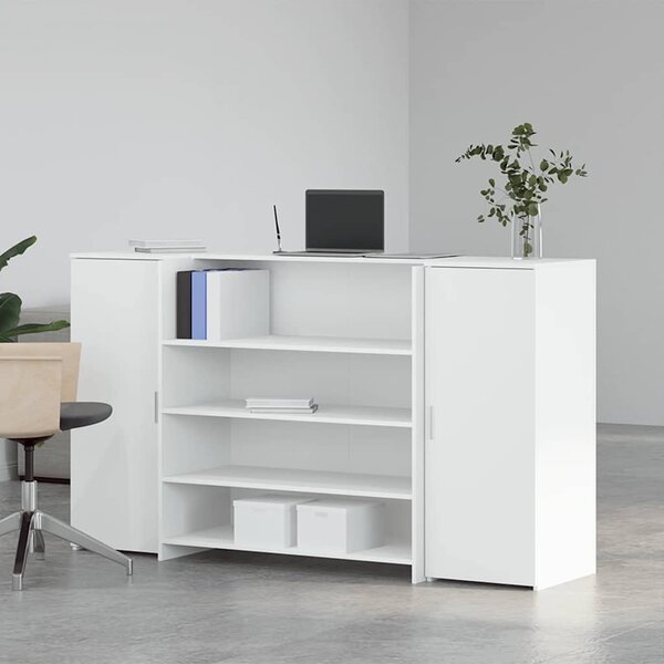 Fehér, rétegelt fa recepciós asztal 180 x 50 x 103,5 cm