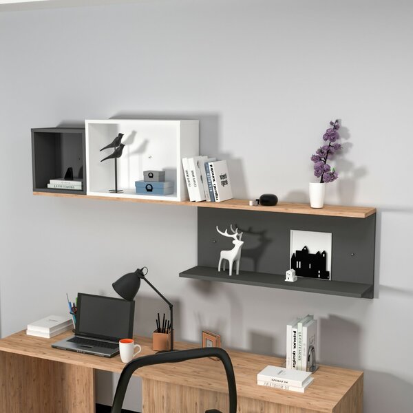 Hanah Home Wall Shelf Atlantic Pine Anthracite White Akser - Atlantic Pine, Anthracite White