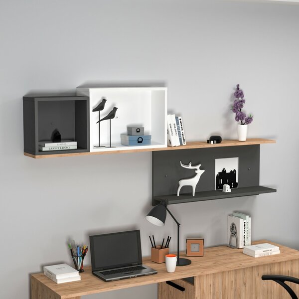 Hanah Home Wall Shelf Atlantic Pine Anthracite White Akser - Atlantic Pine, Anthracite White