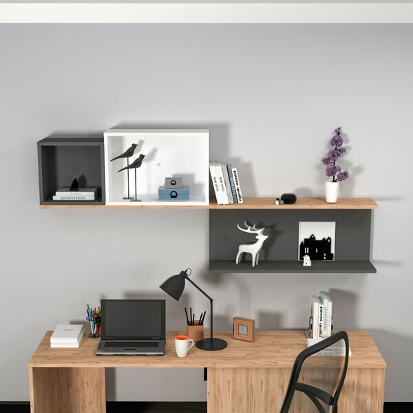 Hanah Home Wall Shelf Atlantic Pine Anthracite White Akser - Atlantic Pine, Anthracite White