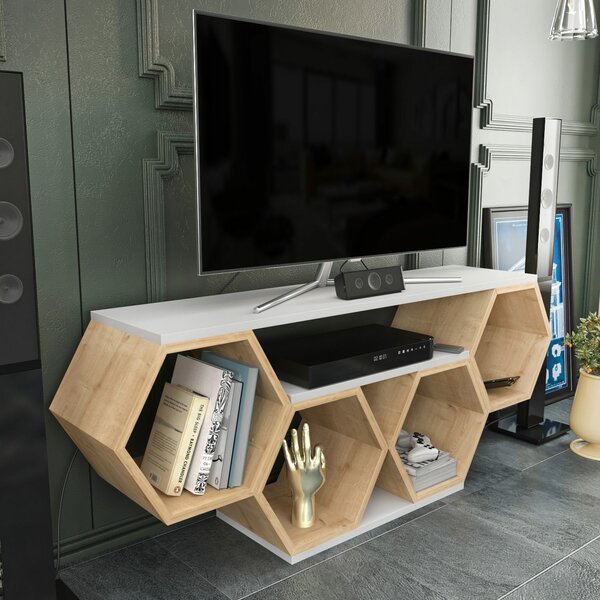 Hanah Home TV állvány Fehér Sonomo Bal - Fehér, Sonomo