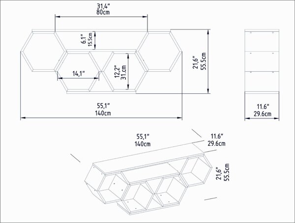 Hanah Home TV állvány Fehér Sonomo Bal - Fehér, Sonomo