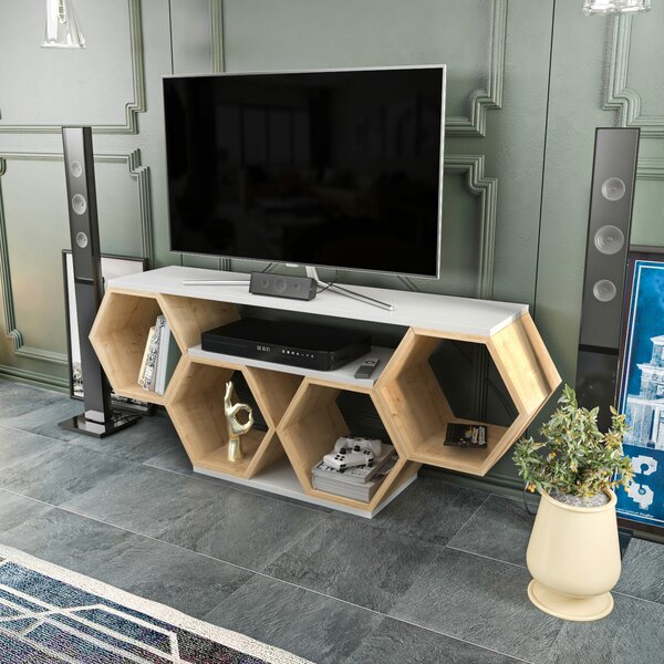 Hanah Home TV állvány Fehér Sonomo Bal - Fehér, Sonomo