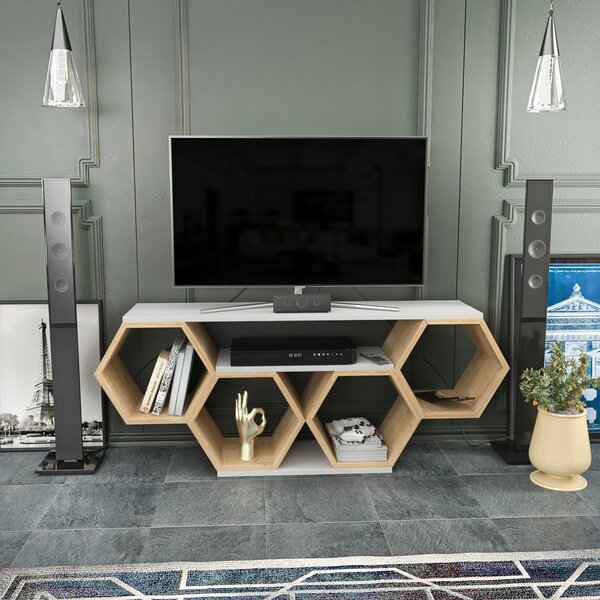 Hanah Home TV állvány Fehér Sonomo Bal - Fehér, Sonomo