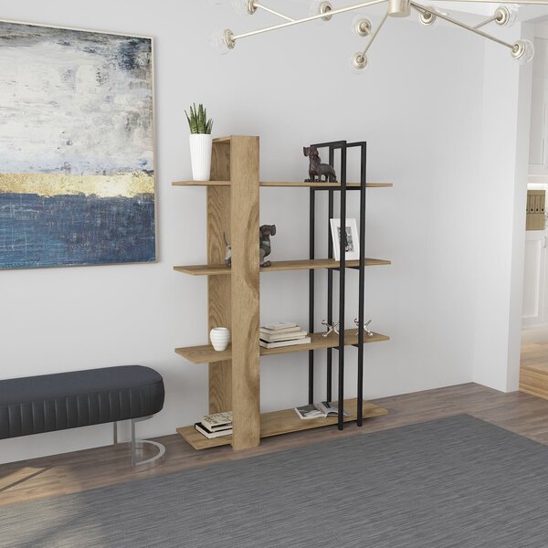 Hanah Home Onno könyvespolc - Tölgy, Fekete