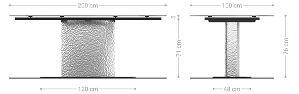 DELIFE Étkezőasztal Edge 180-220x90 üveg vintage barna hullám rozsdamentes acél kihúzható