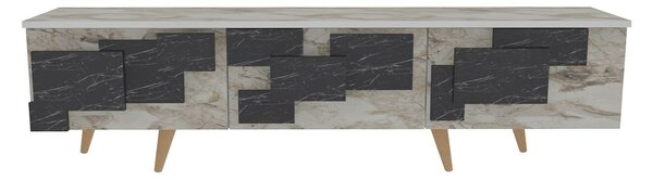 Hanah Home TV Stand White Marble 3 D - White, Marble