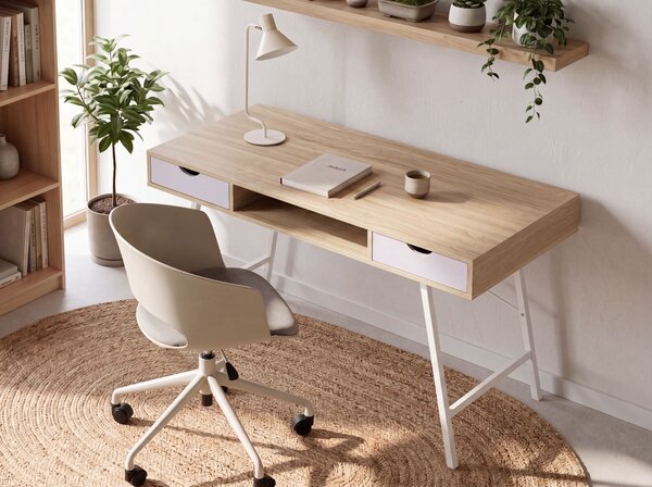 Íróasztal CLARITA 120 cm x 48 cm fiókokkal Világosbarna