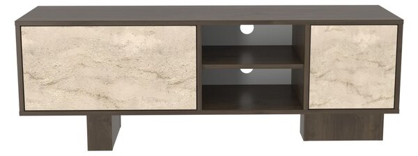 Hanah Home TV Stand Walnut Travertine Monaco - Walnut, Travertine