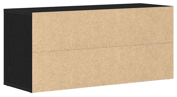 Fekete tölgyfa cipőpad 100 x 35 x 45 cm rétegelt fából
