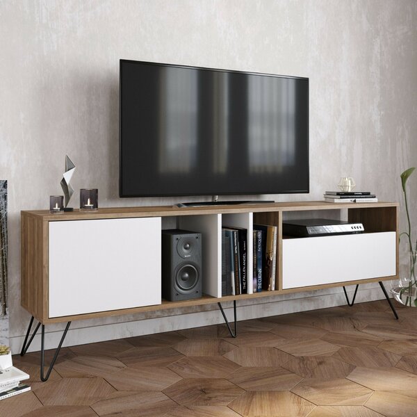 Hanah Home TV állvány Walnut Black White Mistico (180) - Walnut, White
