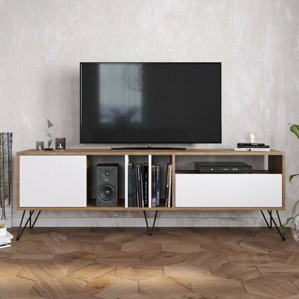 Hanah Home TV állvány Walnut Black White Mistico (180) - Walnut, White