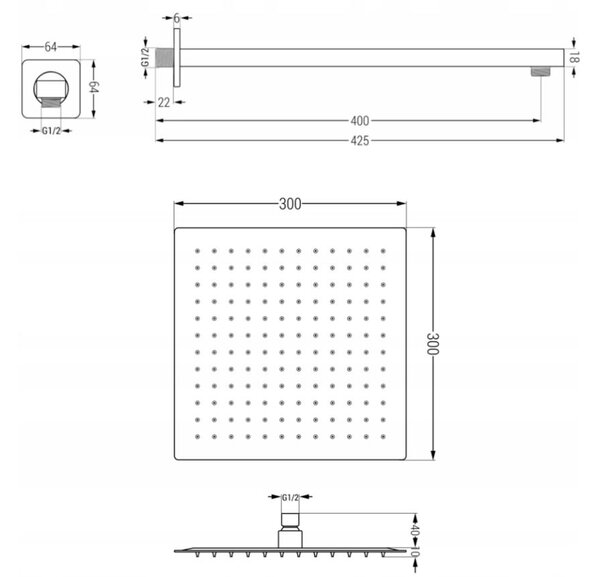 Mexen CUBE - 2 utas, rejtett zuhanygarnitúra 6 az 1-ben, króm, 5907709105775