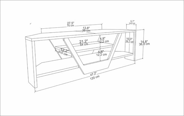 Hanah Home TV állvány Walnut Black Sares - dió, fekete