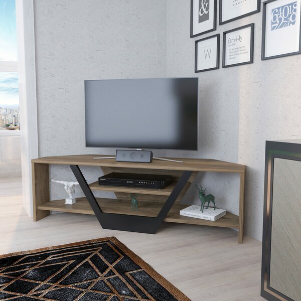 Hanah Home TV állvány Walnut Black Sares - dió, fekete