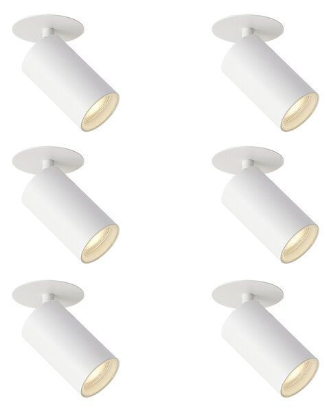 6 darabos modern süllyesztett spotlámpa szett fehér GU10 50mm IP44 - Chels