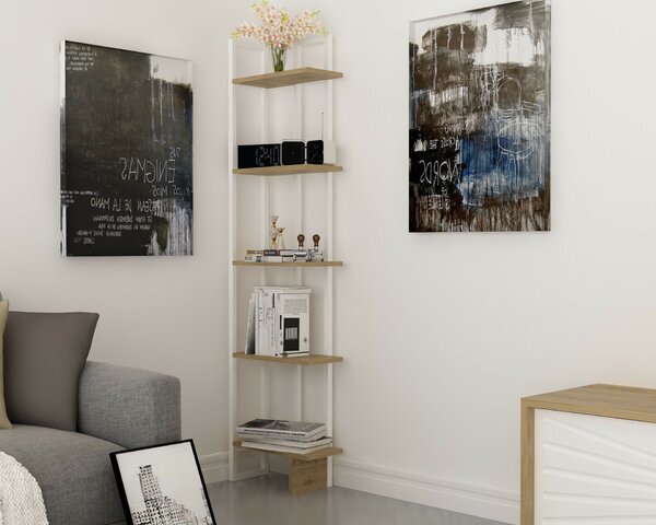 Hanah Home Könyvespolc Oak White Alice - Fehér, Ud