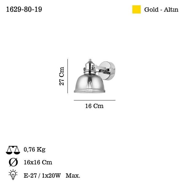 Opviq Mago Antik Lakkozású Fali Lámpa - 80-19