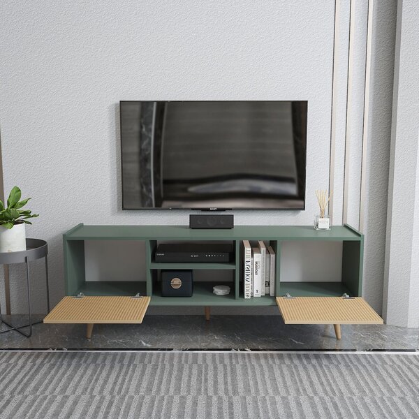 Hanah Home TV állvány világosbarna Zöld Ekvador - Világosbarna, Zöld