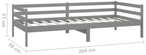Szürke tömör fenyőfa dívány matraccal 90 x 200 cm