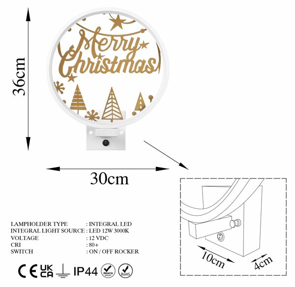 Opviq fali lámpa fehér arany XMAS28