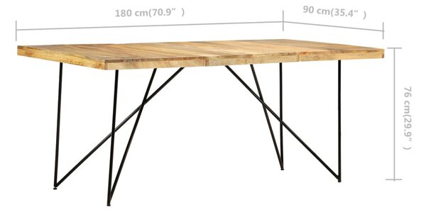 Tömör mangófa étkezőasztal 180 x 90 x 76 cm