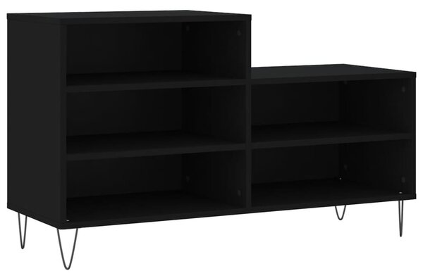 Fekete szerelt fa cipősszekrény 102x36x60 cm