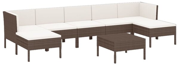 8 részes barna polyrattan kerti bútorszett párnákkal