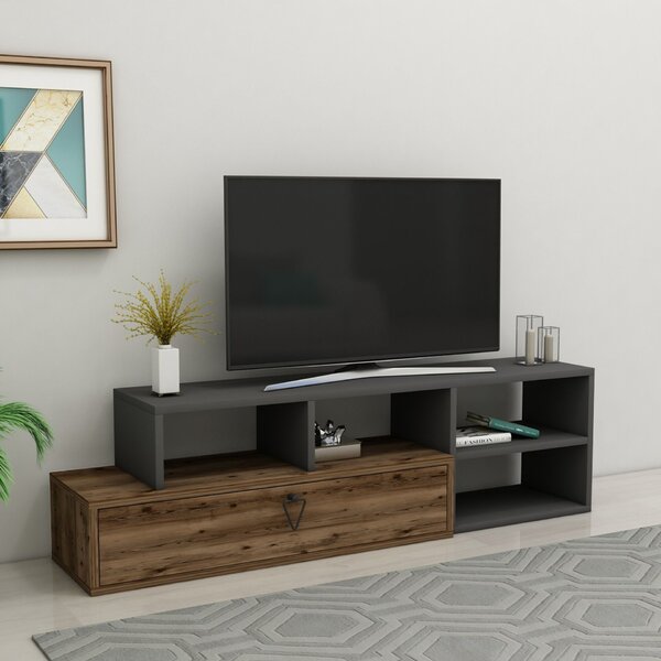 Hanah Home TV Stand Light Walnut Anthracite Duru - Light Walnut, Anthracite