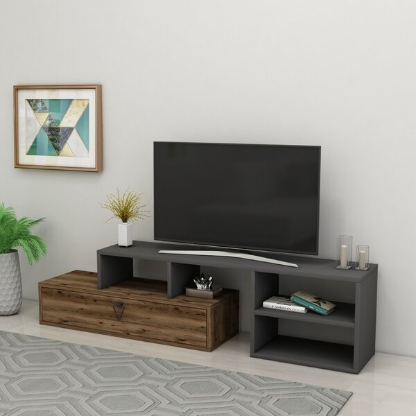 Hanah Home TV Stand Light Walnut Anthracite Duru - Light Walnut, Anthracite