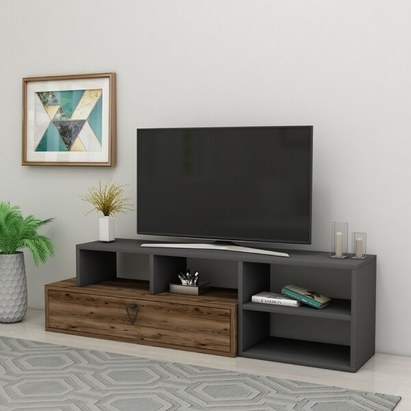 Hanah Home TV Stand Light Walnut Anthracite Duru - Light Walnut, Anthracite