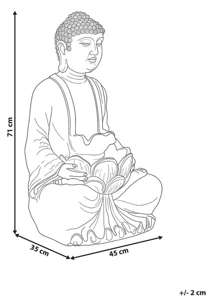 Kerti szökőkút LED URLANTE Buddha Szürke