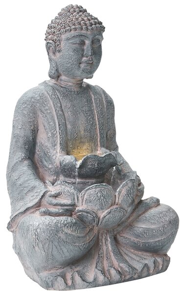 Kerti szökőkút LED URLANTE Buddha Szürke