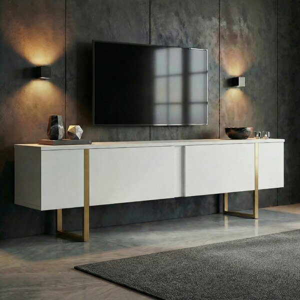 Hanah Home TV állvány Fehér arany Onera - Fehér, Arany