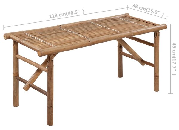 Összecsukható bambusz kerti pad párnával 118 cm