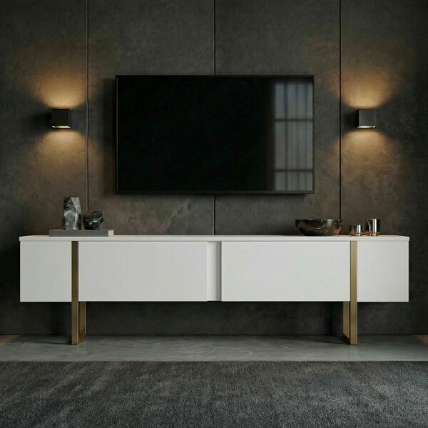 Hanah Home TV állvány Fehér arany Onera - Fehér, Arany