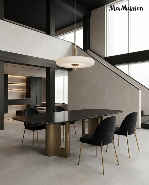 MaMaison Essenza Étkezőasztal Márvány Fekete-Arany Luxus Design