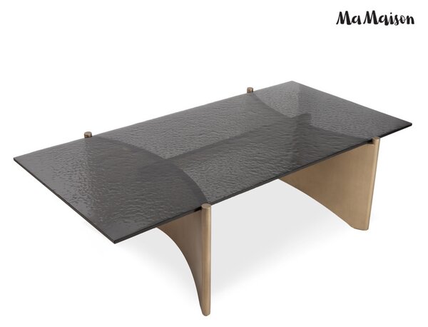 MaMaison Manta Dohányzóasztal Edzett Üveg Fekete-Arany 130 cm