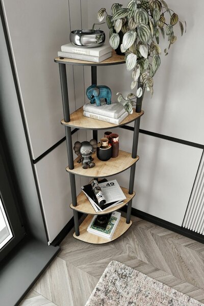 Hanah Home Könyvespolc Tölgy, 5 sarok - Tölgy
