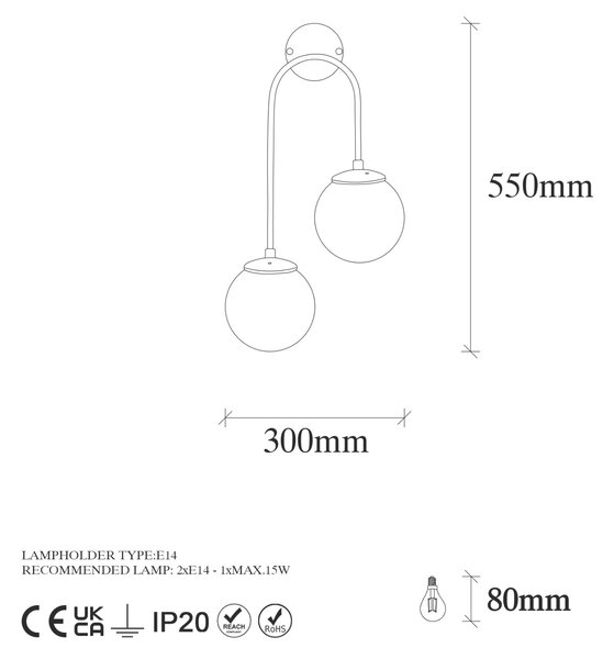 Opviq Fali Lámpa Gold Jewel - 10585