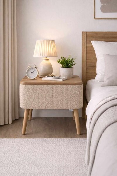 Hanah Home Nightstand Beige Nivo - Beige