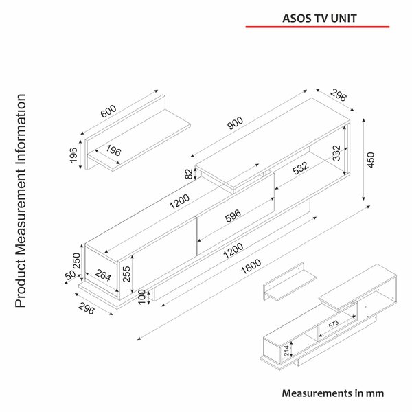 Hanah Home TV Unit White Asos - White