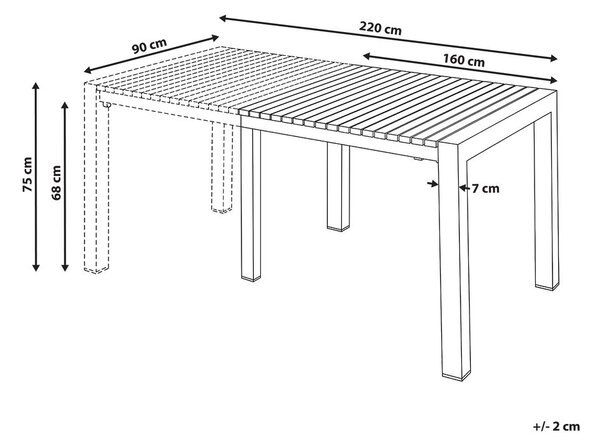 Bővíthető kerti étkezőasztal ARDESIO 160/220 cm 90 cm Fém Sötétszürke