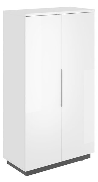 Könyvespolc Talevaro 104, Zárt, Laminált forgácslap, 145x80x41cm, Fehér, Fényes fehér, Fekete