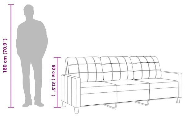 3 személyes szürke műbőr kanapé 180 cm